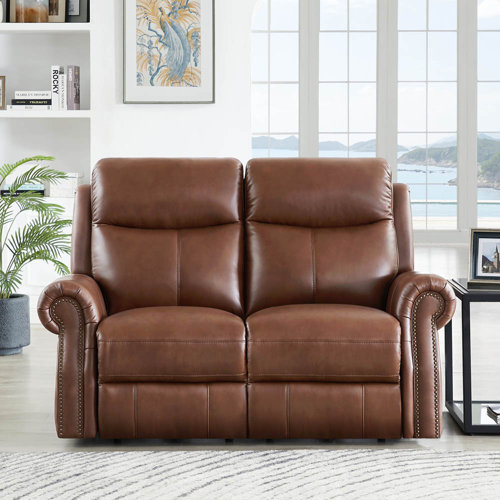 Ebern Designs 64'' Leather Reclining Loveseat & Reviews Wayfair